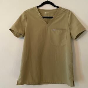 FIGS Latte Tan Brown Catarina Scrub Top Uniform Nurse Medical Women's size Small